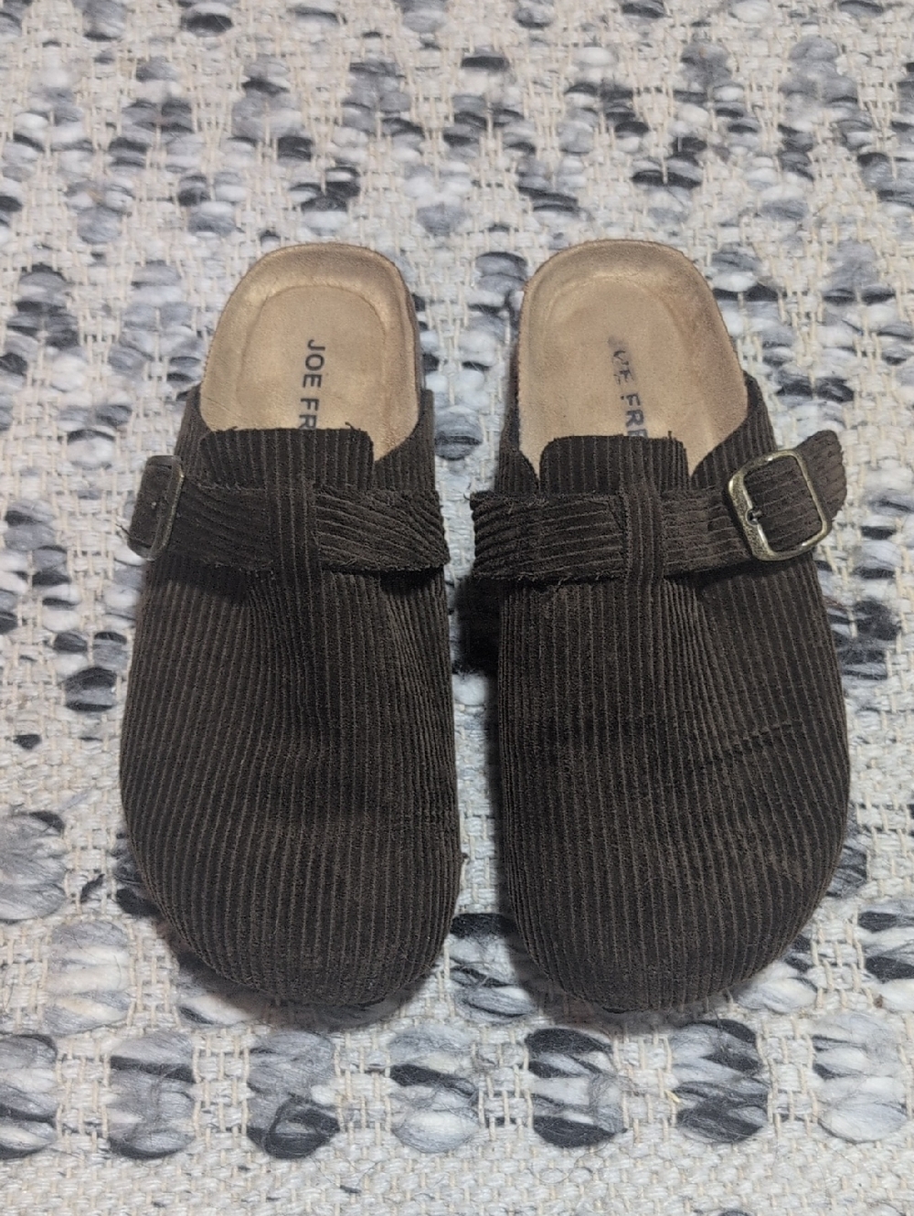 Joe Fresh Dark Brown Corduroy Slip-On Clogs with Buckle - Picture 1 of 7